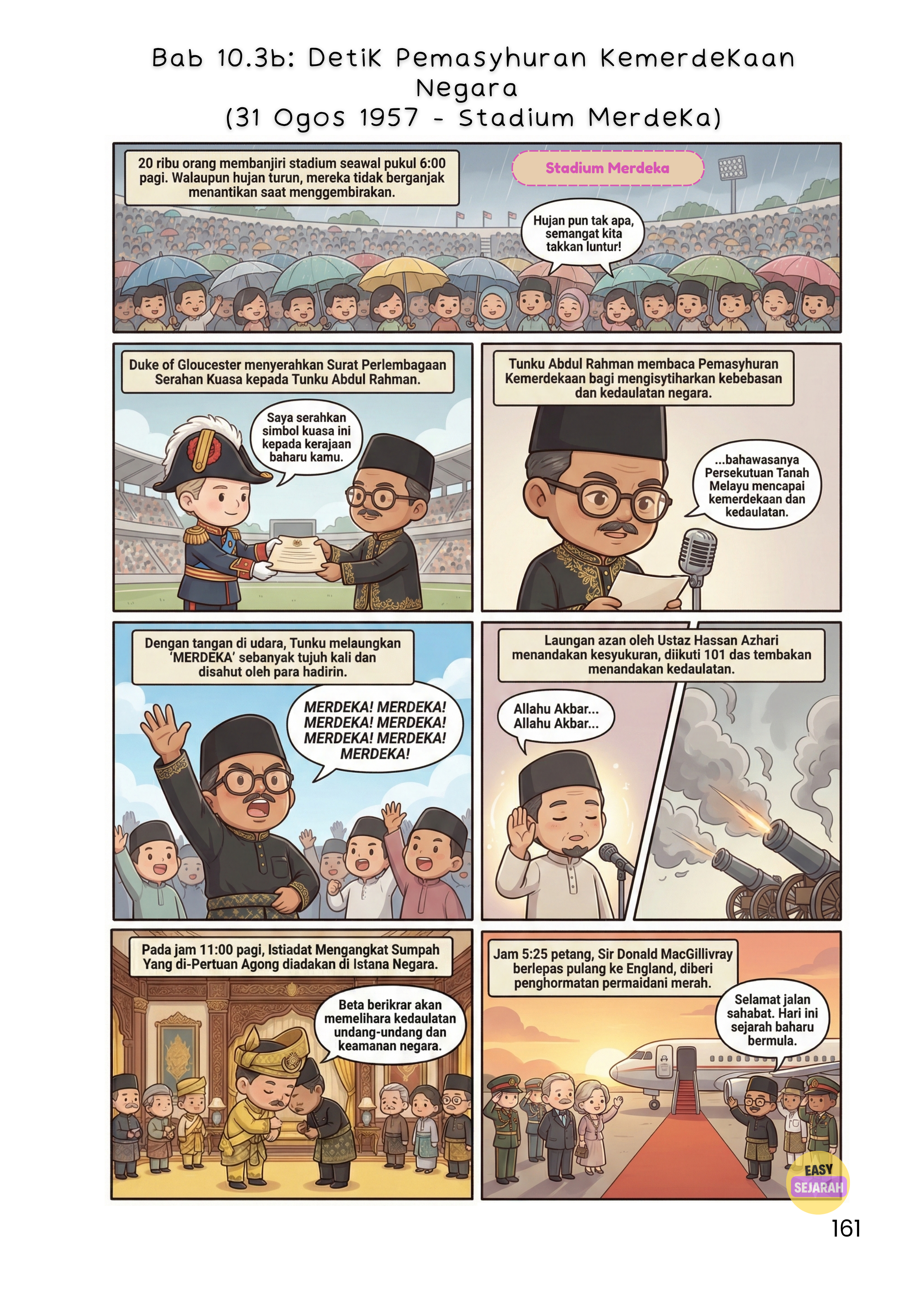 Komik EasySejarah — Detik Pemasyhuran Kemerdekaan 31 Ogos 1957